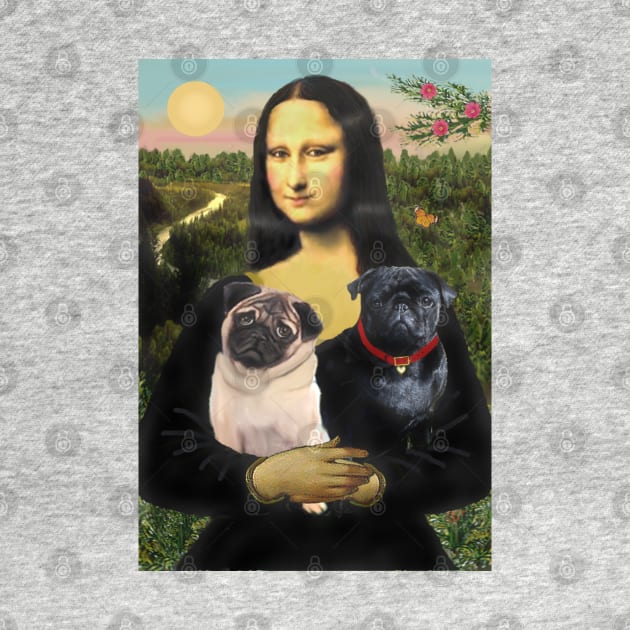 Mona Lisa and her Two Pugs by Dogs Galore and More